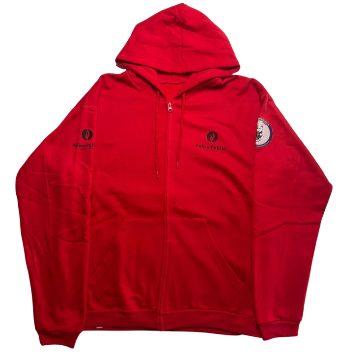 Sweat capuche zippé police moniteur - vue avant