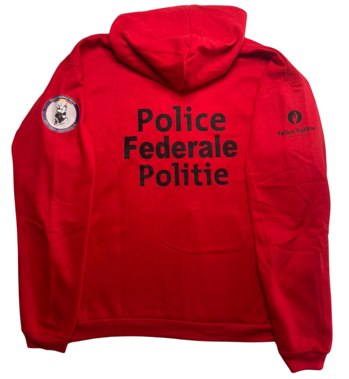 Sweat capuche zippé police moniteur - vue arrière